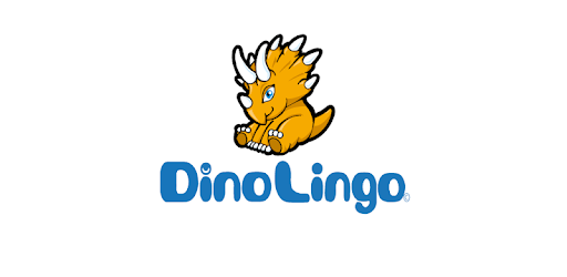 dinolingo logo with dinosaur