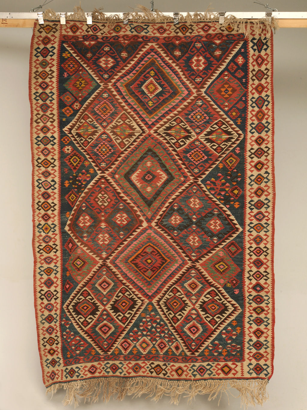 Vintage Turkish Kilim Geometric Patterned Rug