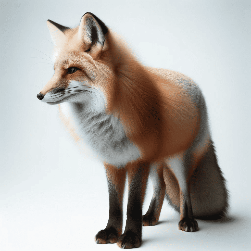 DALL·E 2023-10-11 21.46.46 - Authentic-looking photograph of a full-bodied red fox in a side pose, with slight and natural imperfections in its fur, emphasizing its genuine wild a (1)